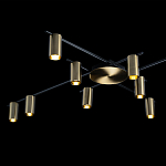 Потолочный светильник с 10-ю цилиндрическими плафонами цвета латунь TRIBES CHANDELIER варинант исполнения - 4 | Loft Concept в Перми