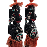 Комплект из 2-х деревянных статуэток Asmat Red Straw Headdress Statuettes варинант исполнения - 3 | Loft Concept в Перми