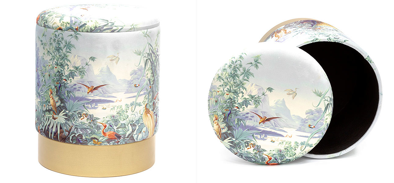 Пуф PUF Jungle Print с крышкой Adrian Пуф PUF Jungle Print с крышкой Adrian - Loft-Concept в Перми