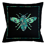 Подушка декоративная пчела с бирюзовым узором Ikat Pattern варинант исполнения - 1 | Loft Concept в Перми