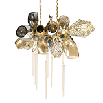 Люстра подвесная с 18-ю стеклянными плафонами с вертикальными подвесками Gilded Mirage  варинант исполнения - 1 | Loft Concept в Перми