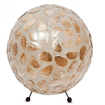 Настольная лампа из перламутра на металлическом каркасе Indonesian Circle варинант исполнения - 1 | Loft Concept в Перми