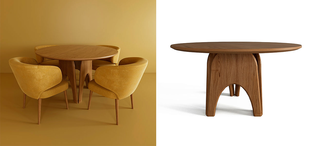 Обеденный круглый стол из дерева Pelican Dinner Table Обеденный круглый стол из дерева Pelican Dinner Table - Loft-Concept в Перми