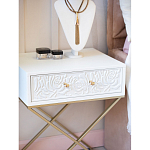 Приставной столик с выдвижным ящиком  White Table Carved Pattern варинант исполнения - 7 | Loft Concept в Перми