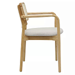 Стул обеденный с мягким сиденьем и спинкой из плетеного ротанга Wood and Textile Chair варинант исполнения - 2 | Loft Concept в Перми