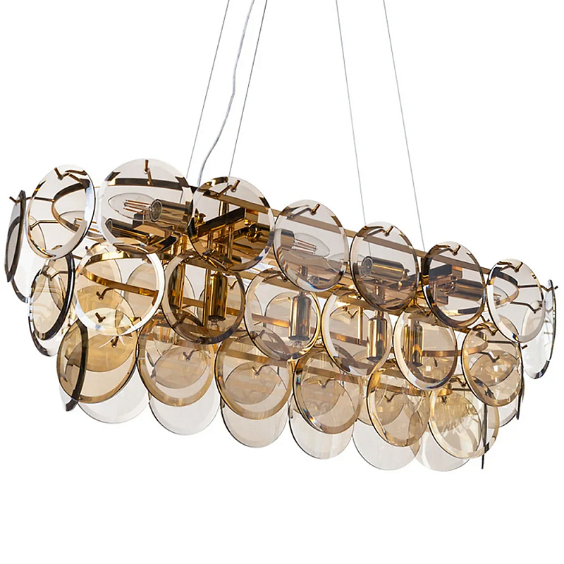 Люстра с круглыми стеклянными подвесками Cardiel Amber Glass Chandelier Янтарный Золотой Люстра с круглыми стеклянными подвесками Cardiel Amber Glass Chandelier Янтарный Золотой в Перми | Loft Concept