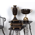 Ваза черного цвета из фарфора с золотистым узором и бронзовыми элементами Eden Garden porcelain and bronze варинант исполнения - 5 | Loft Concept в Перми