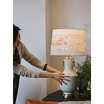 Настольная лампа с принтом на белом тканевом абажуре Roof Garden Lamp варинант исполнения - 5 | Loft Concept в Перми