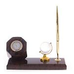 Настольный письменный набор с глобусом и ручкой из натурального обсидиана World Globe варинант исполнения - 1 | Loft Concept в Перми