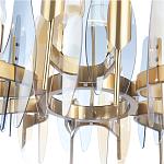 Люстра с вертикальными стеклянными элементами и металлическим каркасом цвета Латунь Vertical Glass варинант исполнения - 4 | Loft Concept в Перми