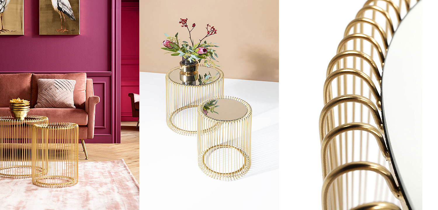 Комплект приставных столов Mirror Surface Brass Tables Комплект приставных столов Mirror Surface Brass Tables - Loft-Concept в Перми