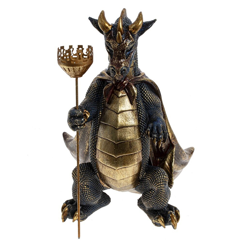 Подсвечник в виде дракона Dragon candlestick Brown Gold Коричневый Золотой Темно-синий в Перми | Loft Concept 