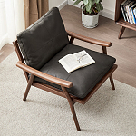 Кресло c каркасом из массива дерева и мягкой кожаной обивкой Walnut Armchair варинант исполнения - 2 | Loft Concept в Перми