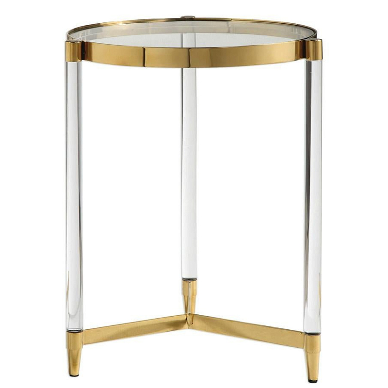 Золотой приставной столик с круглой стеклянной столешницей Weightless Table Золотой Прозрачный Золотой приставной столик с круглой стеклянной столешницей Weightless Table Золотой Прозрачный в Перми | Loft Concept