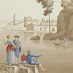 Обои ручная роспись Views of Italy Azure on Sepia варинант исполнения - 2 | Loft Concept в Перми