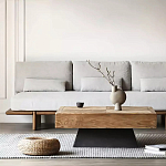 Дизайнерский журнальный стол квадратный с черным трапециевидным основанием Wokab варинант исполнения - 1 | Loft Concept в Перми