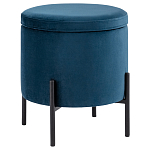 Синий пуф на черных ножках SANJAY варинант исполнения - 1 | Loft Concept в Перми