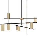 Люстра с 9-ю цилиндрическими плафонами цвета латунь TRIBES CHANDELIER варинант исполнения - 2 | Loft Concept в Перми