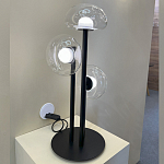 Настольная лампа с тремя прозрачными куполообразными плафонами и черным металлическим основанием Flos Wireline Lighting варинант исполнения - 5 | Loft Concept в Перми