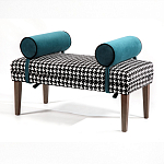 Банкетка Banquette PIED DE POULE с принтом гусиная лапка и синими подлокотниками  варинант исполнения - 2 | Loft Concept в Перми