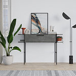 Консоль напольная серая с выдвижным ящиком и 2-мя полками с белой столешницей OTIS CONSOLE RETRO GRAY варинант исполнения - 1 | Loft Concept в Перми