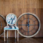 Часы настенные деревянные с римскими цифрами чёрного цвета Clock with History варинант исполнения - 3 | Loft Concept в Перми