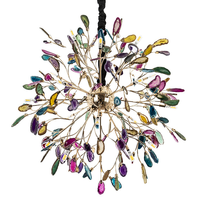 Люстра с декором разноцветный агат Multicolored Agate Chandelier 18 Глянцевое золото Мульти Люстра с декором разноцветный агат Multicolored Agate Chandelier 18 Глянцевое золото Мульти в Перми | Loft Concept
