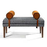 Банкетка Banquette PIED DE POULE Orange с принтом гусиная лапка Оранжевые валики варинант исполнения - 1 | Loft Concept в Перми
