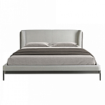 Кровать двуспальная серая с мягким изголовьем из экокожи и ткани Modern Look варинант исполнения - 3 | Loft Concept в Перми