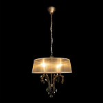 Люстра подвесная круглая с тканевым полупрозрачным абажуром и подвесками 4 лампы Gilded Elegance варинант исполнения - 1 | Loft Concept в Перми