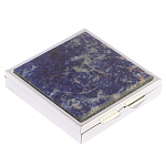 Таблетница карманная квадратная с 4-мя отделениями с зеркалом и накладкой из натурального камня Содалит Silver Stone Pillboxes варинант исполнения - 1 | Loft Concept в Перми