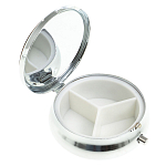 Таблетница карманная круглая с 3-мя отделениями с зеркалом и накладкой из натурального камня Апатит Желтый Silver Stone Pillboxes варинант исполнения - 2 | Loft Concept в Перми