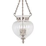 Подвесной светильник цвета никель с прозрачным ребристым стеклянным плафоном в классическом стиле Elstead Lighting варинант исполнения - 1 | Loft Concept в Перми