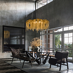 Люстра подвесная круглая с изогнутыми металлическими дугами и ниспадающими цепочками 65 см Atlantis Chain варинант исполнения - 9 | Loft Concept в Перми