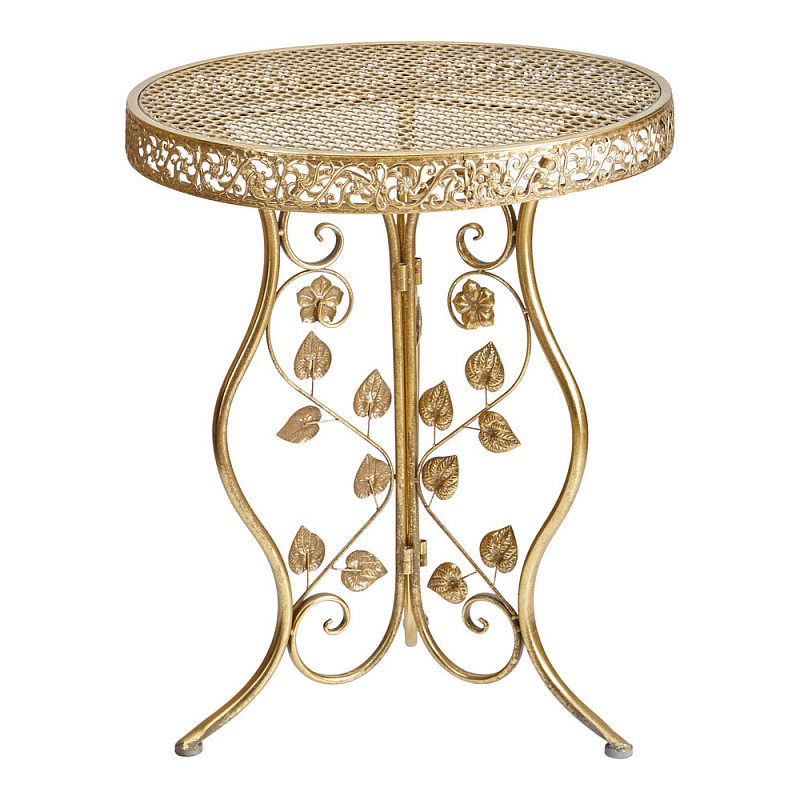 Столик приставной золотистый с орнаментом на столешнице Tanzania Золотой в Перми | Loft Concept 