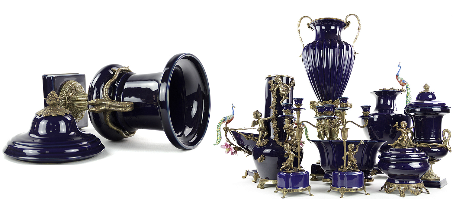 Ваза Selenia Blue Vase Bronze Serpents Ваза Selenia Blue Vase Bronze Serpents - Loft-Concept в Перми
