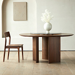 Стол обеденный круглый с двойной столешницей Walnut Wood Table варинант исполнения - 9 | Loft Concept в Перми