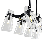 Люстра светодиодная с 8-ю прозрачными плафонами из акрила и стали Glass Cylinder Black варинант исполнения - 7 | Loft Concept в Перми