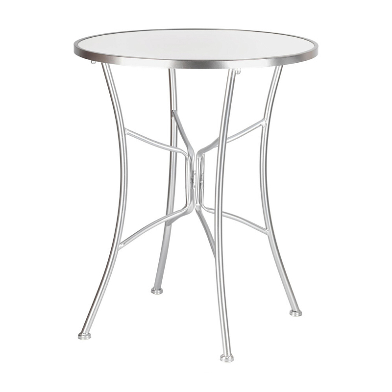 Столик приставной с круглой столешницей на серебристом основании Scenical Table Белый Серебристый в Перми | Loft Concept 