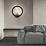 Светодиодное бра круглой формы с металлической рамой черного цвета Marble Glow варинант исполнения - 3 | Loft Concept в Перми