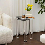 Дизайнерский журнальный стол с фигурной столешницей на 3-х прозрачных ножках Rahakif варинант исполнения - 4 | Loft Concept в Перми