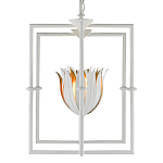 Люстра белая прямоугольная с абажурами в виде цветков тюльпана White Tulips варинант исполнения - 3 | Loft Concept в Перми