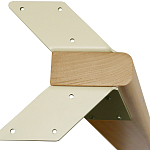 Обеденный стол с прямоугольной бежевой столешницей из стекла на 4-х деревянных ножках Beige Marble варинант исполнения - 5 | Loft Concept в Перми