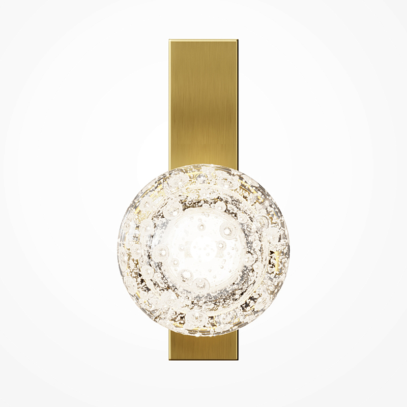 Бра с плафоном из прозрачного стекла с пузырьками воздуха Effervia Латунь Прозрачное Стекло в Перми | Loft Concept 