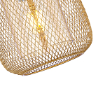 Подвесной светильник со стеклянным плафоном цилиндрической формы и металлической сеткой Metal Mesh Gold варинант исполнения - 4 | Loft Concept в Перми