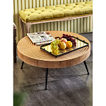 Журнальный столик с круглой фактурной столешницей из натурального дерева Vortex варинант исполнения - 6 | Loft Concept в Перми