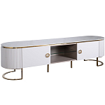 Тумба под телевизор белая овальная с мраморной столешницей Thoroughbass варинант исполнения - 1 | Loft Concept в Перми