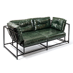 Диван Лофт Натуральная Винтажная кожа Зеленый Two Seat Encounter Leather Sofa варинант исполнения - 3 | Loft Concept в Перми
