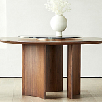 Стол обеденный круглый с двойной столешницей Walnut Wood Table варинант исполнения - 4 | Loft Concept в Перми