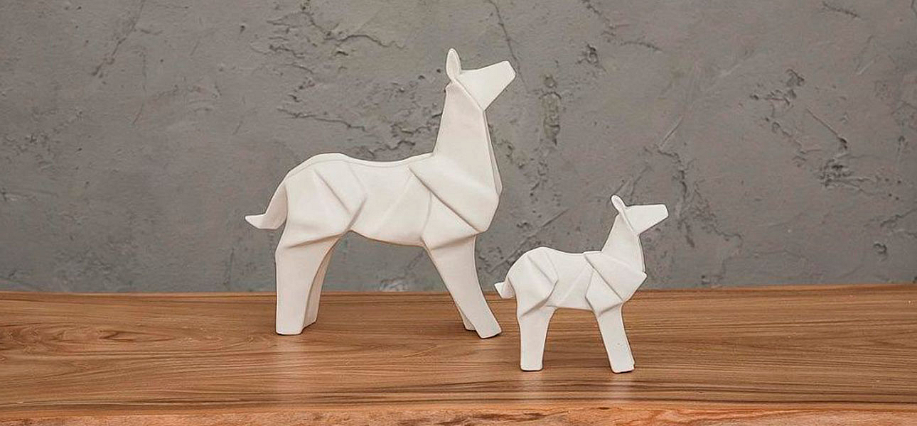Фигурка в виде оригами керамическая белая собака White Dog Фигурка в виде оригами керамическая белая собака White Dog - Loft-Concept в Перми